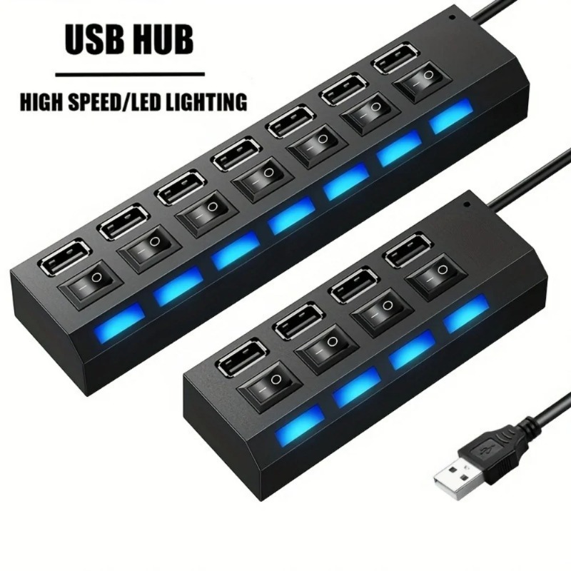Laptop Accessories Nearby - USB 2.0 ハブ 4/7 ポートスプリッタ電源アダプタ ON/OFF