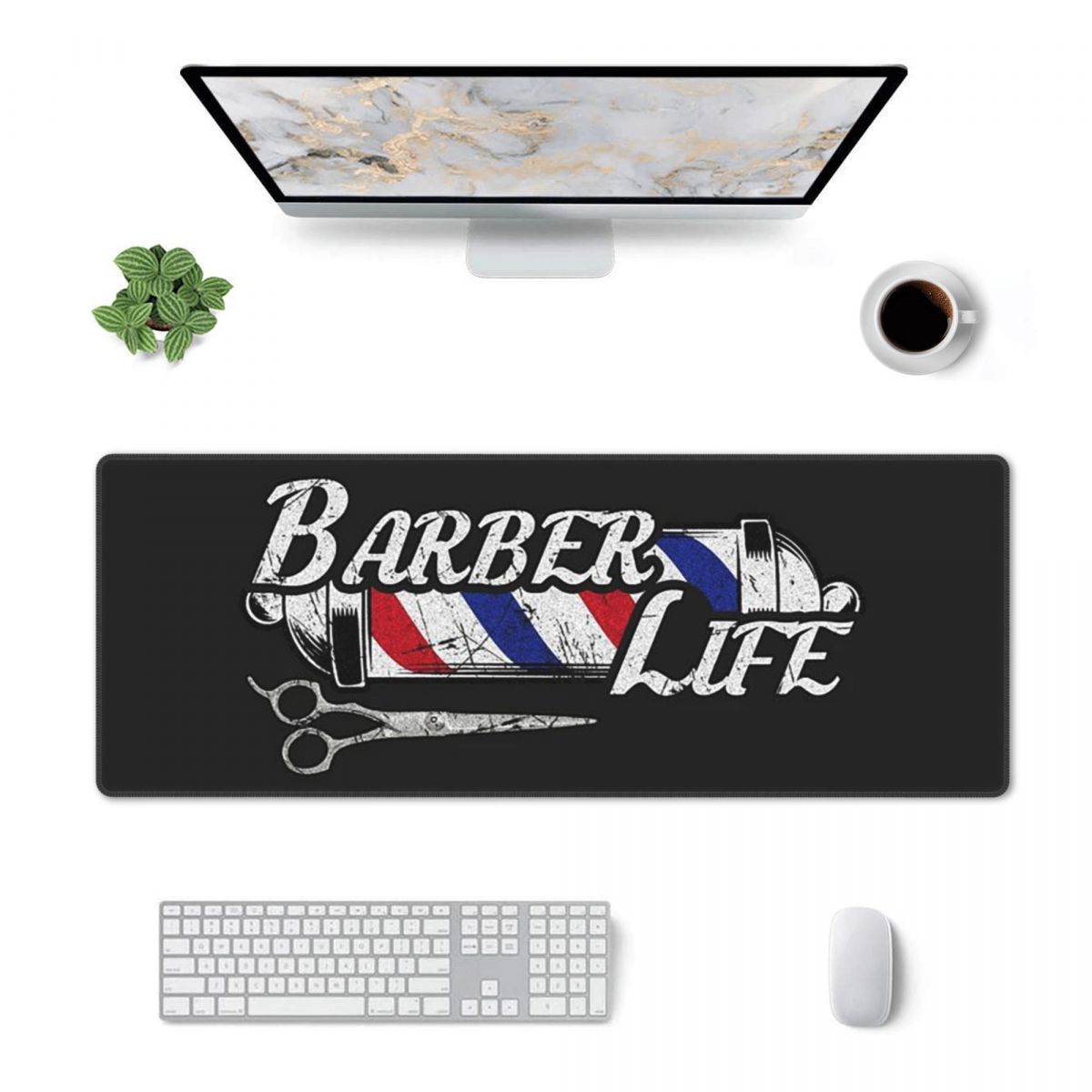 Laptop Accessories Shop - 大型マウスパッド バーバーショップサイン 入口 ゲーマー用PC ラップトップマット キーボードカーペット