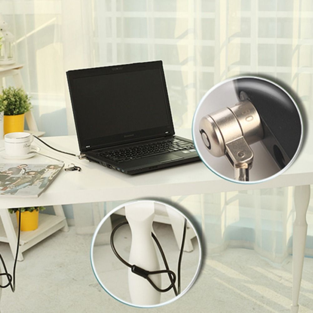 Laptop Lock Cable - 頑丈なスチール製ロック、ノートパソコン用ケーブルロック、汎用タイプ、T字溝対応、盗難防止ロック、耐久性に優れた盗難防止ロック、学校用。