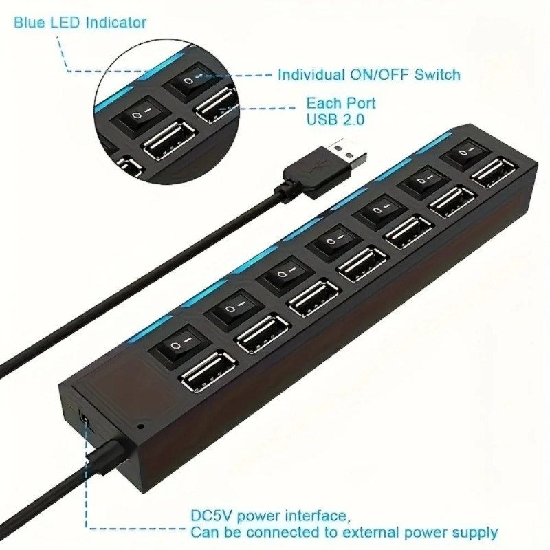 USB 2.0 ハブ 4/7 ポートスプリッタ電源アダプタ  - Laptop Accessories Nearby のレビューと価格