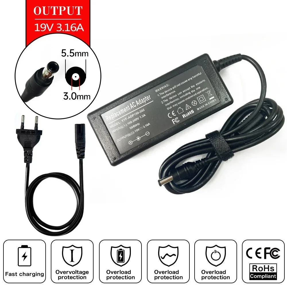 サムスンノートブックアダプター充電器,19V,3.15a,  - Laptop Accessories Shop のレビューと価格