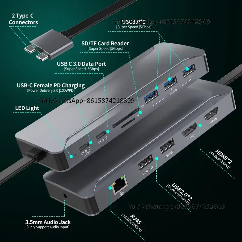 ホットセール中 デュアルディスプレイ対応 Type-C to - Usb C Docking Hub のレビューと価格