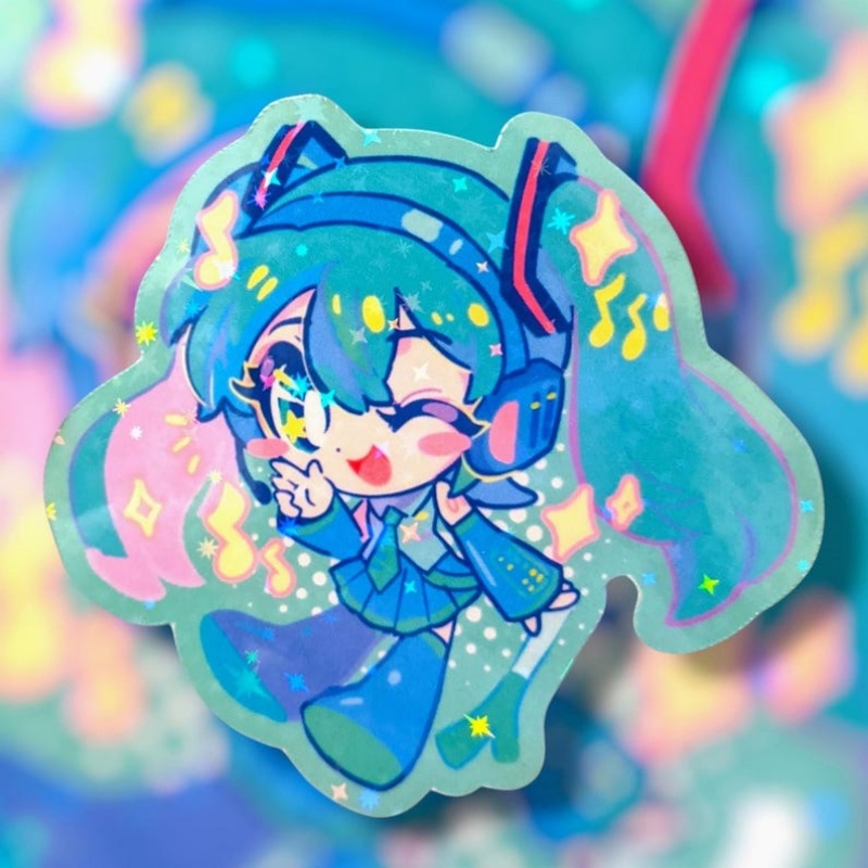 バーチャルアイドルグリーンツインテールガールリック39ステッ - Laptop Accessories Girls のレビューと価格