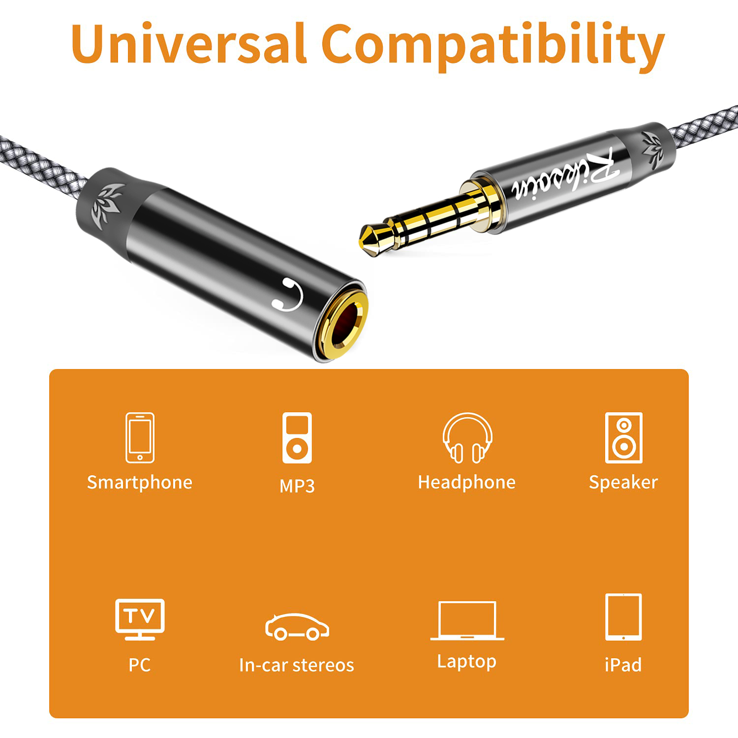 Riksoin 3.5mm ヘッドフォン延長ケーブル、オス- - Laptop Accessories Headphones のレビューと価格