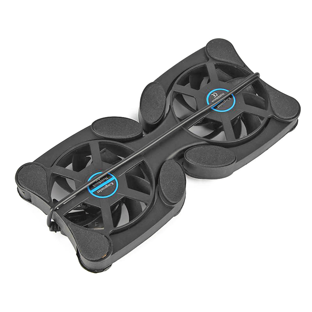 ポータブル折りたたみ式ノートパソコンクーラーUSBデュアルフ - Laptop Accessories Cooling Pad のレビューと価格